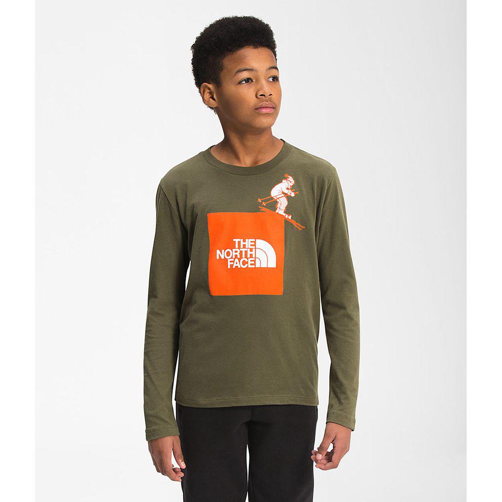 The North Face L/S Graphic Αγόρια T Shirt - Ελιά Πρασινο (ZLOJ24069)